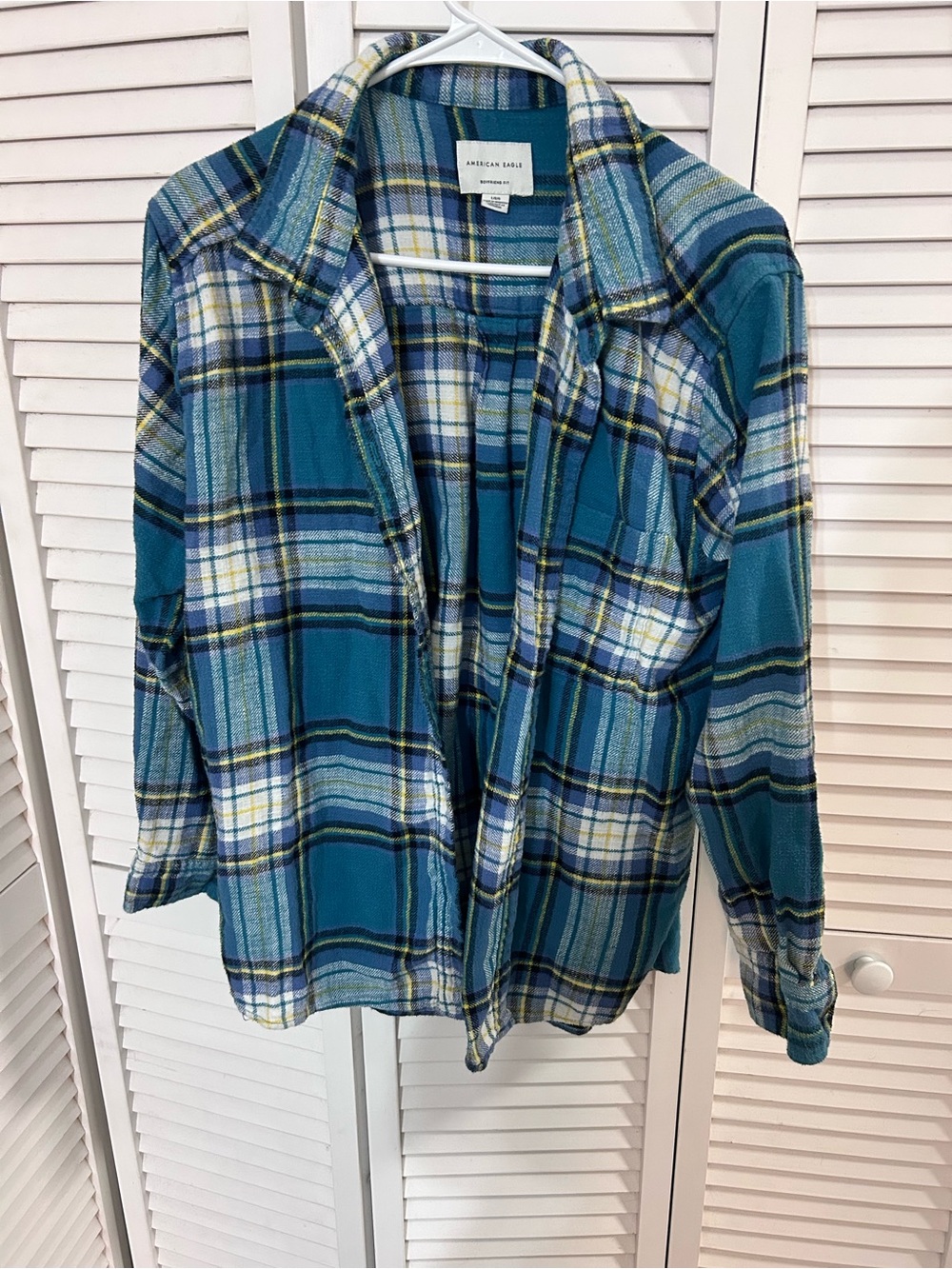 American Eagle Outfitters Teal Blue Plaid Button-Down Shirt